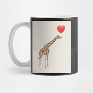 Cute giraffe with red heart ballon Mug